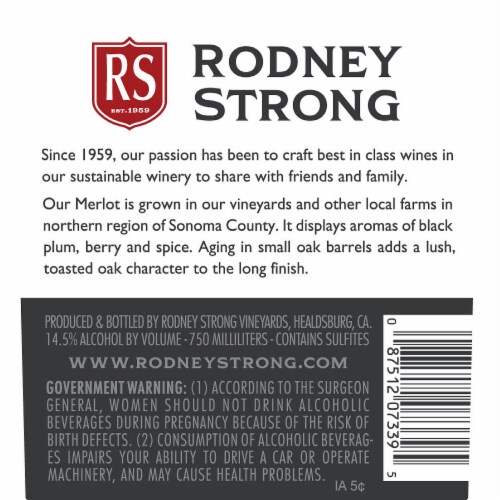 Rodney Strong Merlot Red Wine Perspective: bottom