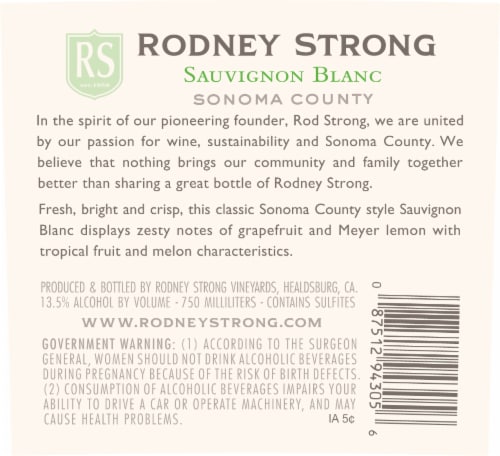 Rodney Strong Charlotte's Home Sauvignon Blanc White Wine Perspective: bottom