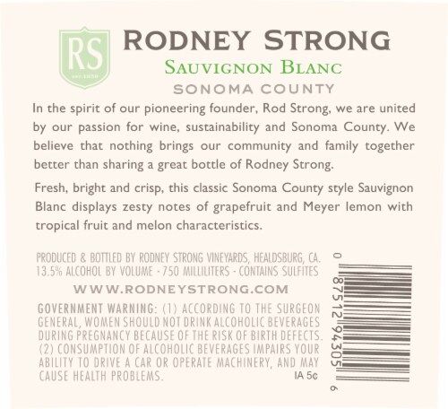 Rodney Strong Charlotte's Home Sauvignon Blanc White Wine Perspective: bottom