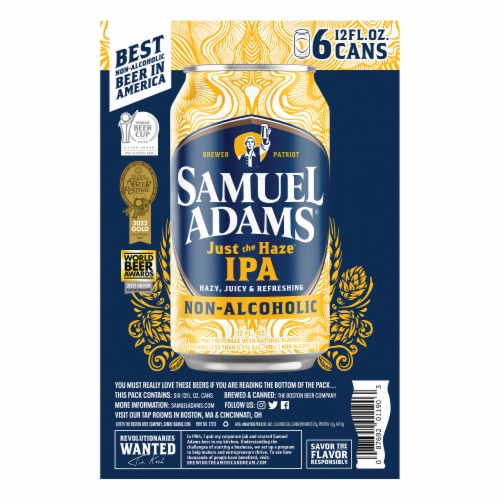 Samuel Adams Just the Haze Non-Alcoholic IPA Beer Perspective: bottom