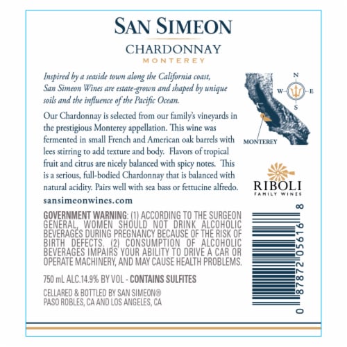 San Simeon Monterey Chardonnay California White Wine Perspective: bottom