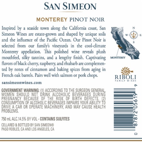 San Simeon Monterey Pinot Noir California Red Wine Perspective: bottom