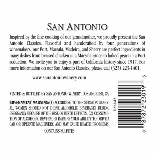 San Antonio Marsala California Red Wine Perspective: bottom