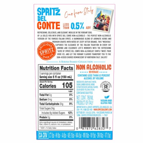 Spritz Del Conte Non-Alcoholic Classico Italian Aperitif-Style Spritz Cocktail Perspective: bottom