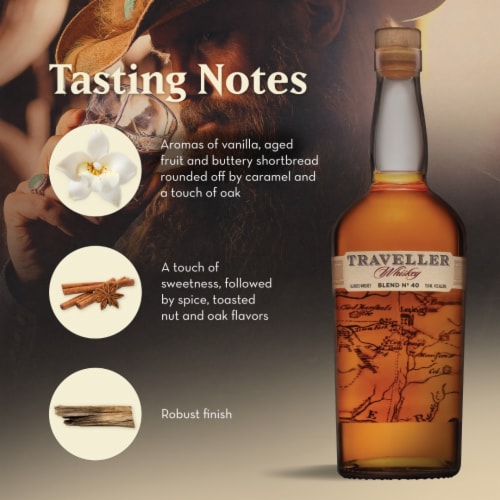 Traveller Whiskey, 90PF, 45% ABV Perspective: bottom