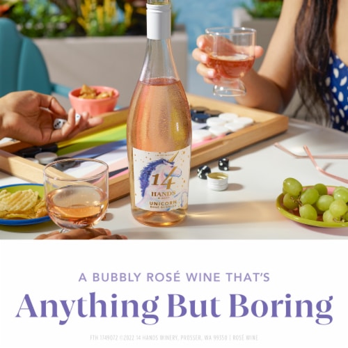 14 Hands Unicorn Rosé Bubbles Washington Sparkling Rosé Wine Perspective: bottom