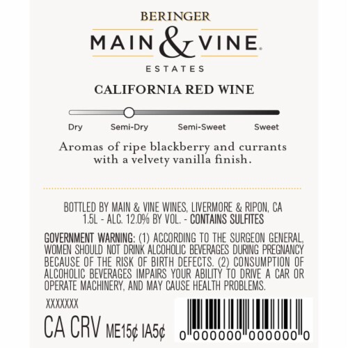 Beringer Main & Vine Red Crush Blend California Wine Perspective: bottom