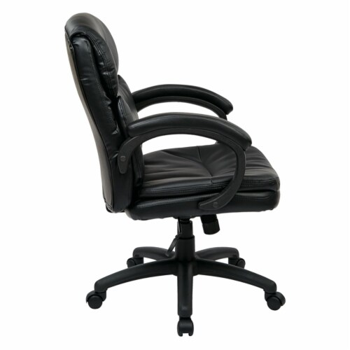 Mid Back Eco Leather Executive Office Chair in Black Perspective: bottom