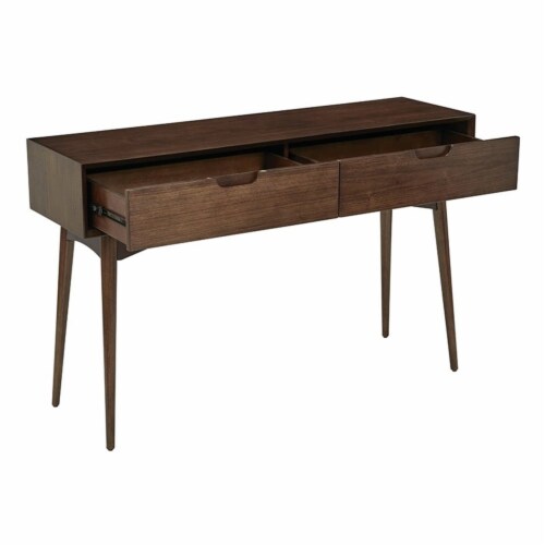 Copenhagen Console Table in Walnut Brown Finish Perspective: bottom
