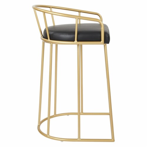 Luna 30  Barstool in Black Faux Leather by OSP Home Furnishings Perspective: bottom