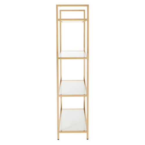 Alios Bookcase in White Gloss finish with Rose Gold Chrome Plated Base Perspective: bottom