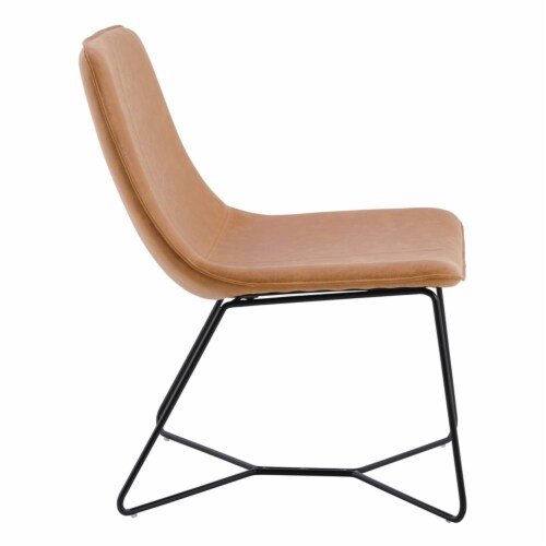 Grayson Accent Chair in Sand Caramel Faux Leather with Black Base Perspective: bottom