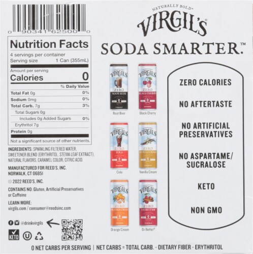 Virgil's® Keto Zero Sugar Vanilla Cream Soda Pack Perspective: bottom