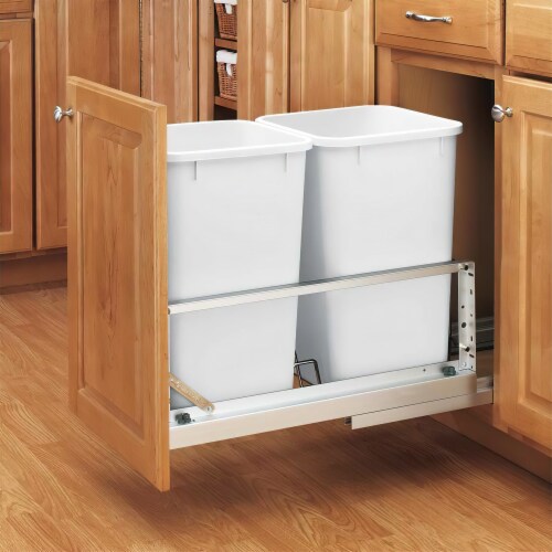Rev-A-Shelf Double Pull Out Kitchen Cabinet 35 Qt Trash Can, 5349-18DM-2 Perspective: bottom