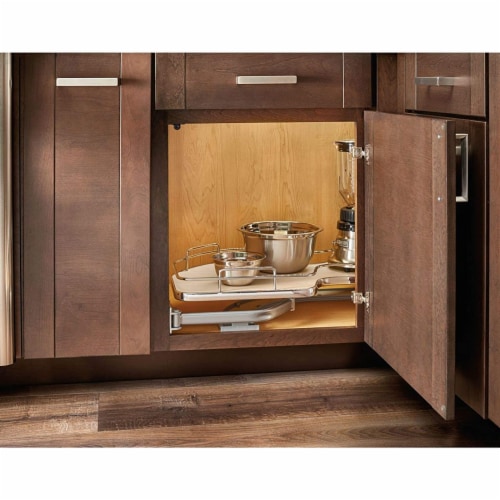 Rev-A-Shelf 33 In Contemporary Cloud Blind Right Cabinet Corner Organizer, Maple Perspective: bottom