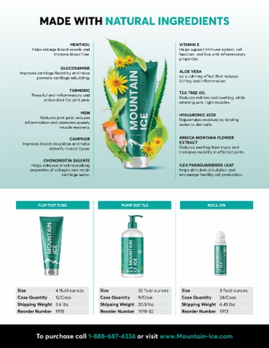 Mountain Ice Arthritis, Joint & Nerve Pain Relief Gel With Natural Ingredients, Tube Perspective: bottom