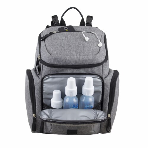 Bodhi Baby Wooster Street Diaper Backpack - Mid-grey Chambray Perspective: bottom