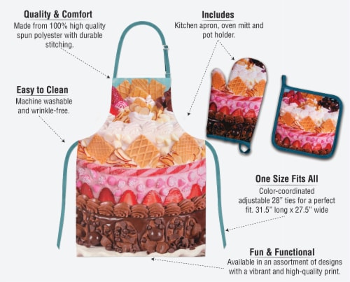 Springbok Icing on the Cake Adjustable Kitchen Apron, Oven Mitt and Pot Holder Set Perspective: bottom