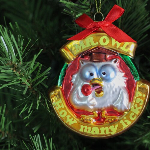 Northlight 3.5  Tootsie Roll Pop Candy Filled Lollipop Mr. Owl Glass Christmas Ornament Perspective: bottom