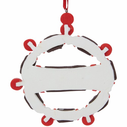 Northlight 4 Brown and Red Tootsie Roll Chewy Chocolate Candy Christmas Wreath Ornament Perspective: bottom