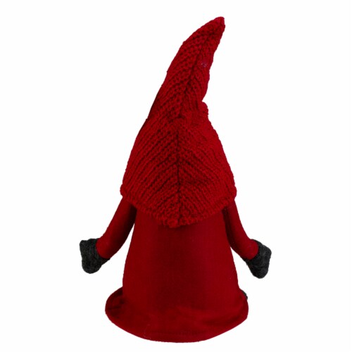 Northlight 13.5  Red and Gray Portly Smiling Gnome Table Top Christmas Figure Perspective: bottom