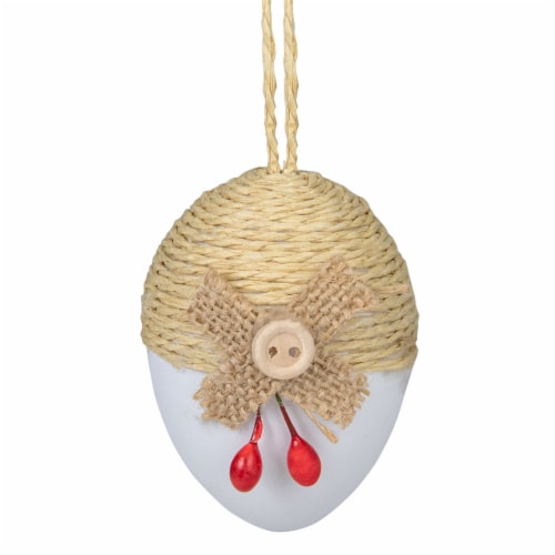 Northlight Set of 9 White and Brown Easter Egg Ornaments 2.25 Perspective: bottom
