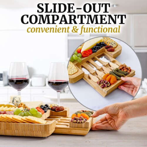 Zulay Kitchen Bamboo Cheese Board and Knife Set Perspective: bottom