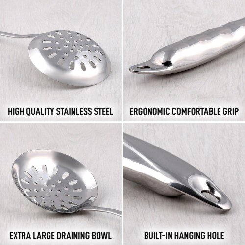 Zulay Kitchen Stainless Steel Skimmer Spoon Perspective: bottom