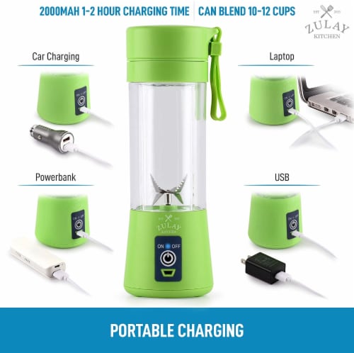 Zulay Kitchen Portable Blender - USB Rechargeable Portable For Travel - Green Perspective: bottom