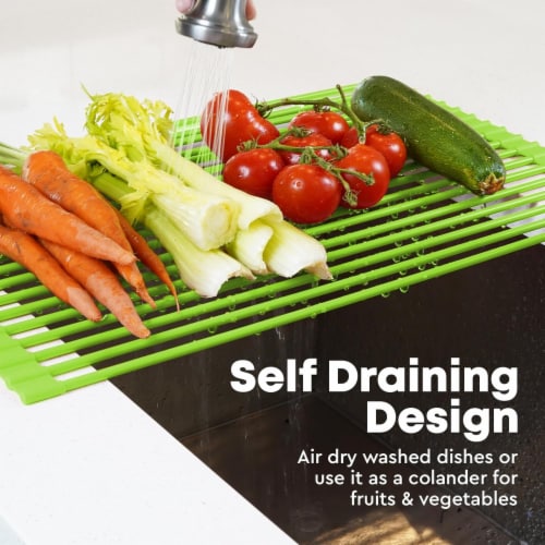 Grand Fusion Over Sink Roll-Up Dish Drying Rack with Silicone Drip Tray,  Gray, each - Kroger