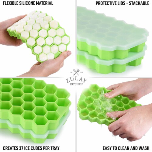 4 Push Out Ice Cube Trays Easy Pop Out Round Cubes Flexible Silicone Bottom Tray