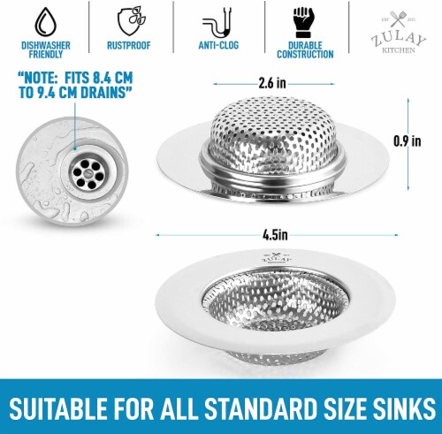 Zulay Kitchen Sink Drain Strainer (2 Pack) - Wide Rim 4.5” Diameter Perspective: bottom