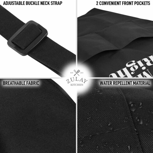 Zulay Kitchen Funny Aprons for Men, Women & Couples Black - Mr. Right and Mrs. Always Right Perspective: bottom