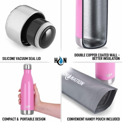 Zulay Kitchen Hydration Nation Stainless Steel Water Bottle - Bubble Gum Perspective: bottom