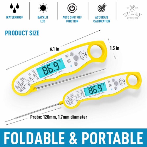Zulay Kitchen Digital Meat Thermometer - Yellow Perspective: bottom