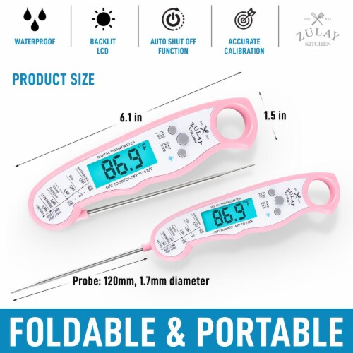 Zulay Kitchen Digital Meat Thermometer - Pink Perspective: bottom