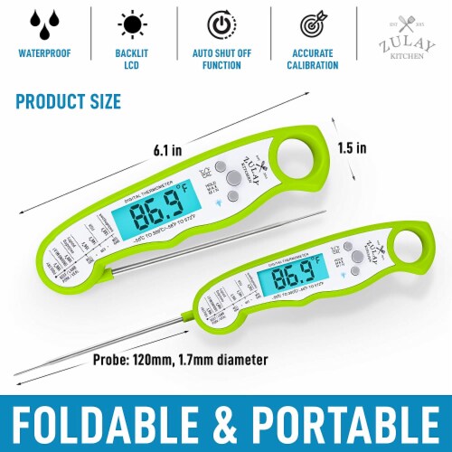 Zulay Kitchen Digital Meat Thermometer - Green Perspective: bottom