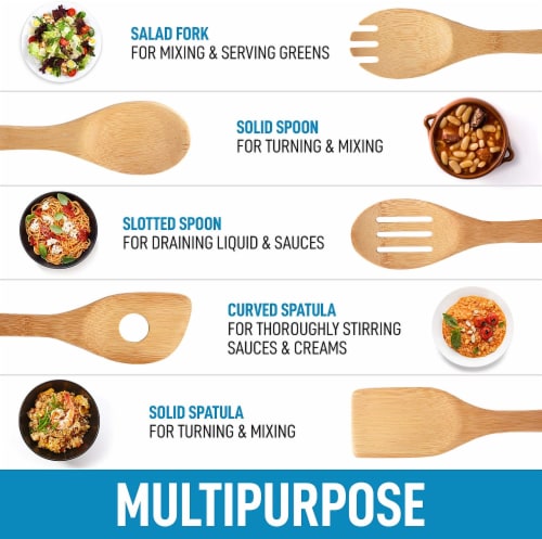 Bamboo Cooking Utensils With Holder (6 Piece) Perspective: bottom