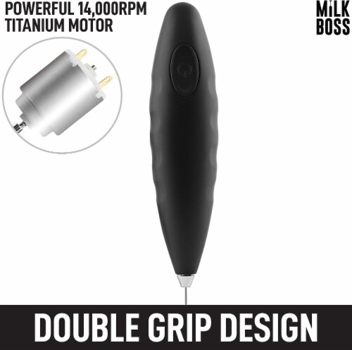 Zulay Kitchen Milk Boss Milk Frother - Double Grip (Batteries Included) - Black Perspective: bottom