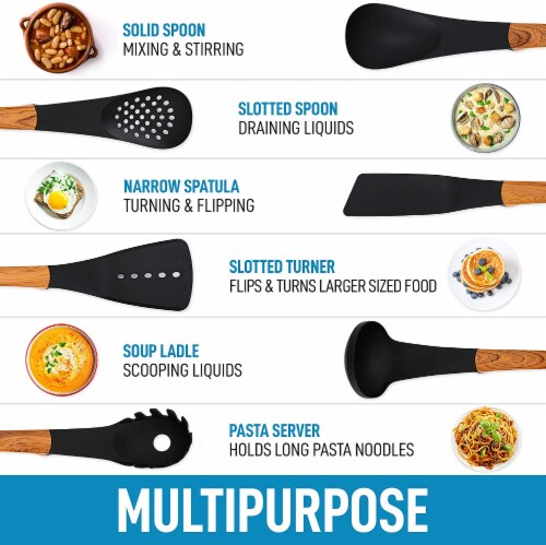 Zulay Kitchen Non Stick Nylon Kitchen Utensil Set With Rotating Stand (7-piece) Perspective: bottom
