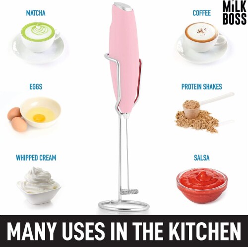 Zulay Kitchen Milk Boss Milk Frother With Holster Stand - Cotton Candy Perspective: bottom