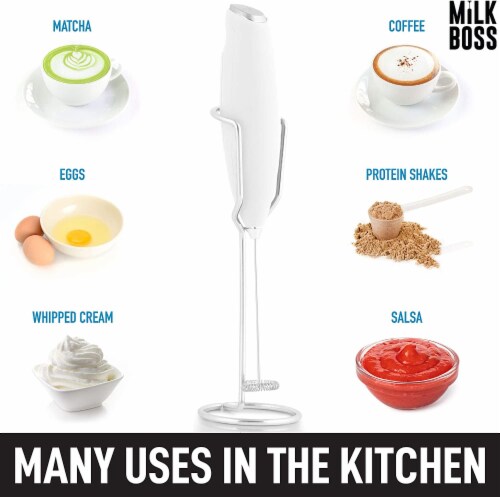 Zulay Kitchen Milk Boss Milk Frother With Holster Stand - White Perspective: bottom