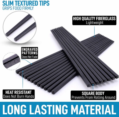 Zulay Kitchen Premium Japanese Chopsticks Reusable & Durable Design - Black Perspective: bottom