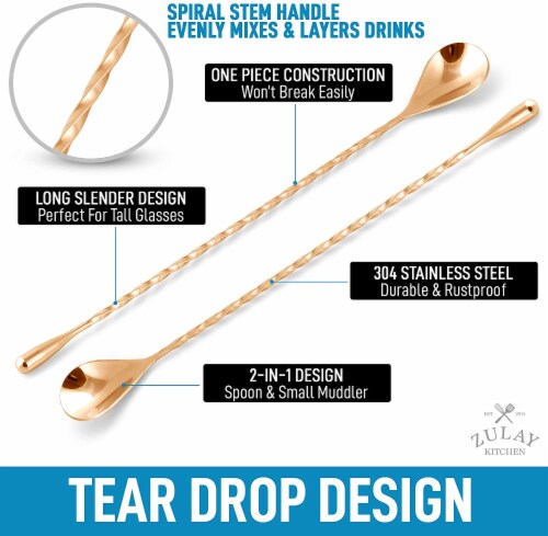 Zulay Kitchen Cocktail Spoon - Gold Perspective: bottom