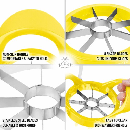 Zulay Kitchen Apple Corer and Slicer With 8 Sharp Blades - Yellow Perspective: bottom