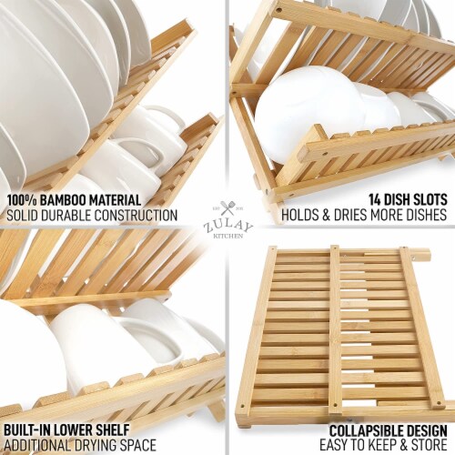 Zulay Kitchen Foldable Bamboo Dish Drying Rack - 2-Tier, 1 - Kroger