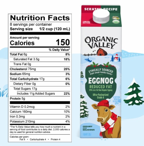 Organic Valley® Reduced Fat Eggnog Perspective: bottom