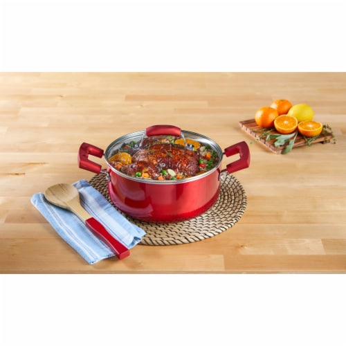 IMUSA Dutch Oven with Glass Lid - Ruby Red Perspective: bottom