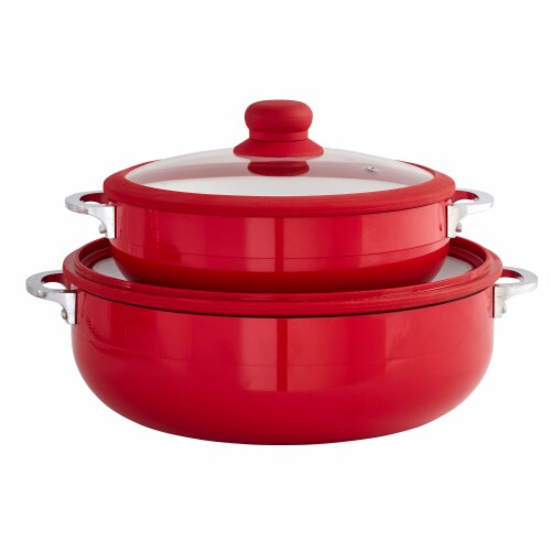 IMUSA Ceramic Nonstick Caldero Set with Lids - Red Perspective: bottom