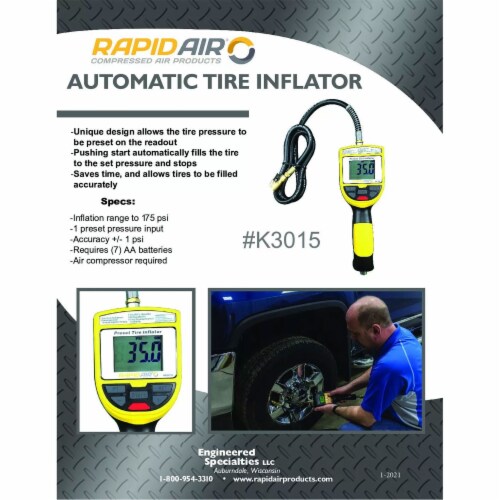 RapidAir K3015 Automatic Shutoff 175 PSI Digital Display Tire Inflator Gauge Perspective: bottom